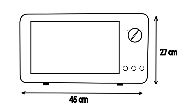 dibujo de medidas de un microondas